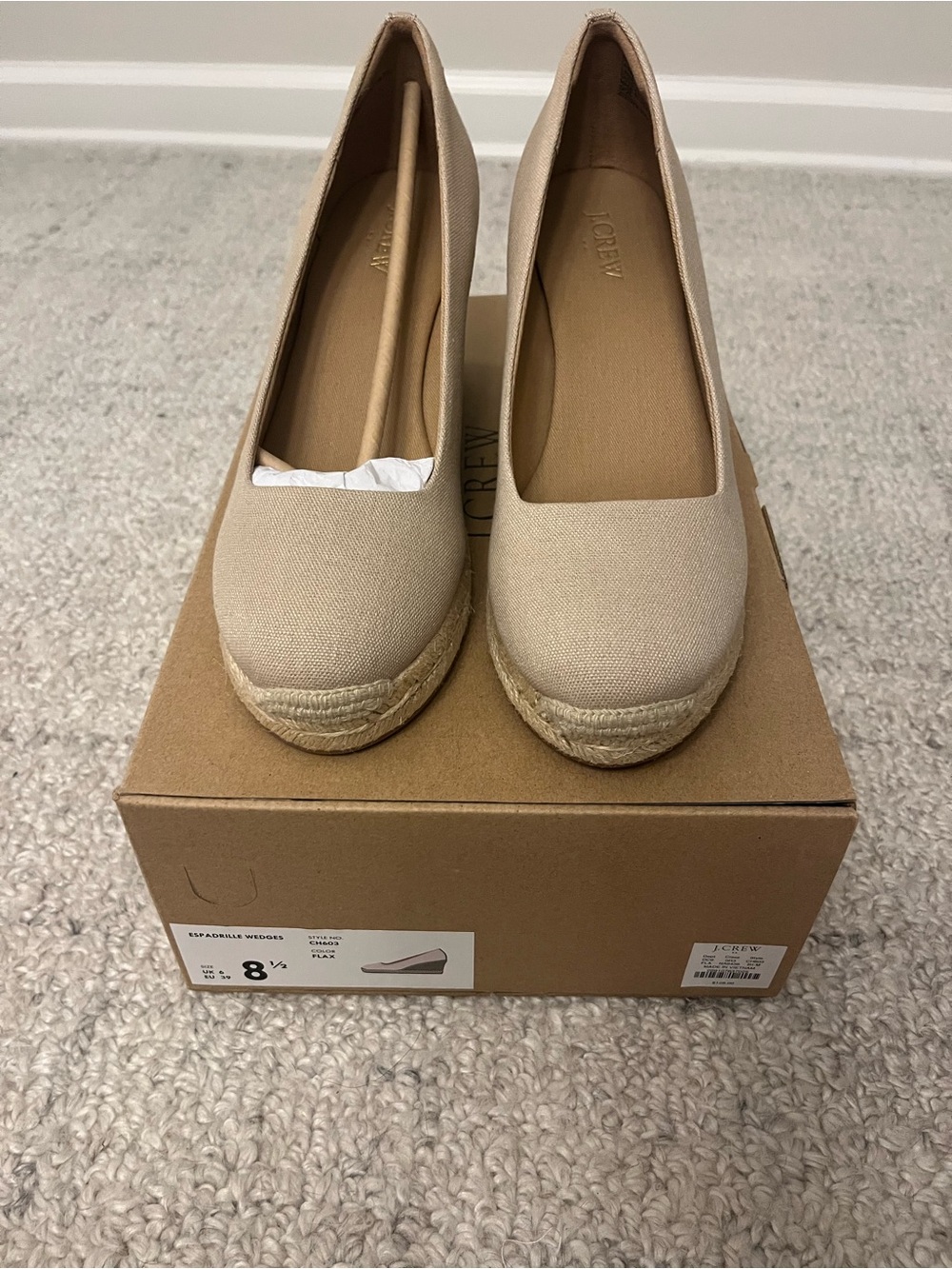 J. Crew Beige Canvas Espadrille Wedges